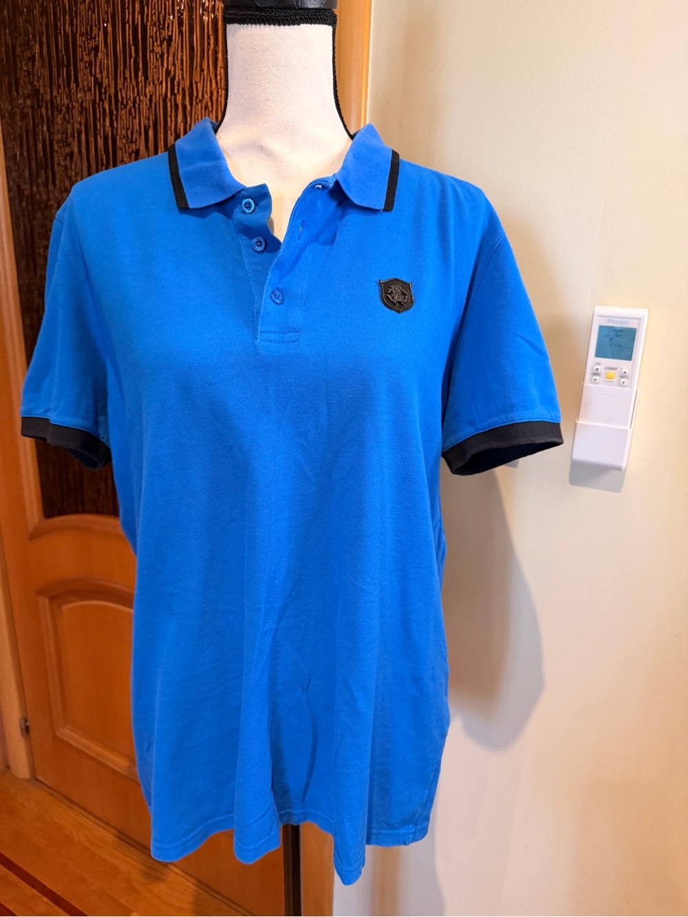 Roberto Cavalli Men's Royal Blue Polo with Black Contrast Trim and logo Sz XL